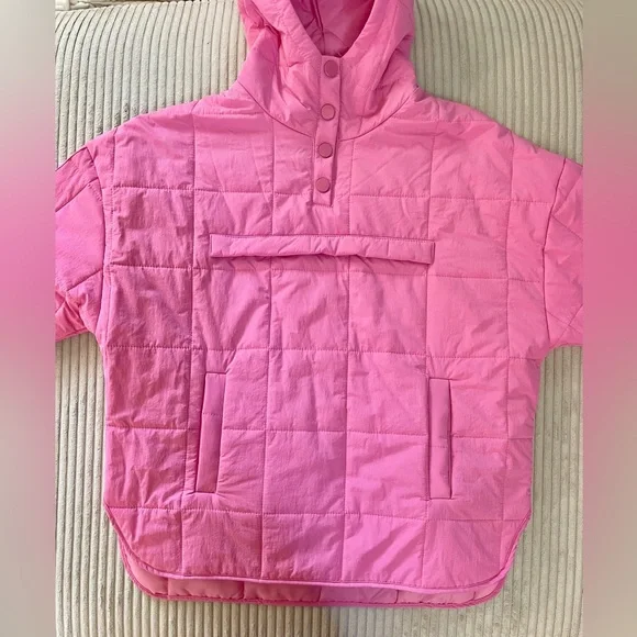 Quilted Pullover Packable Puffer Jacket Oversized Barbie Bubblegum Pink NWOT - Picture 1 of 13